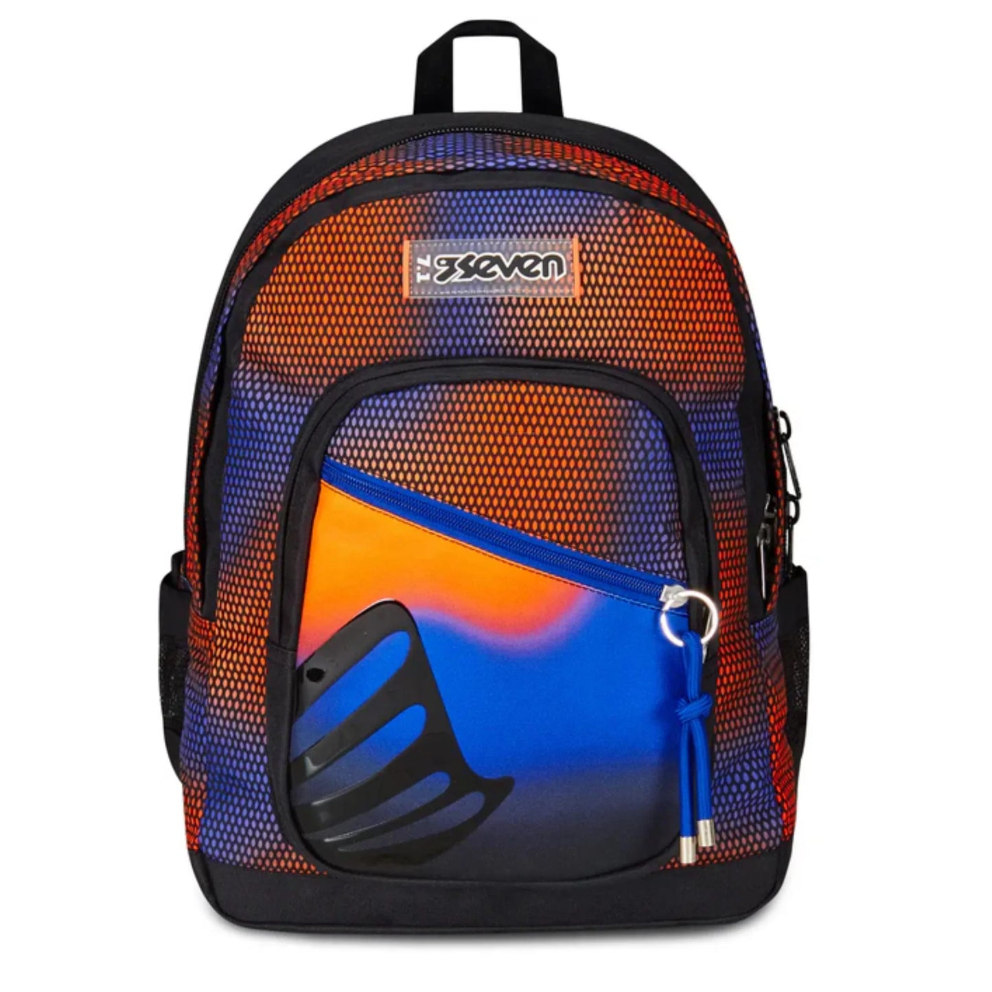 Zaino Seven Freethink Shadefull Boy Fantasia Arancio Blu Doppio Scomparto con Tasca PC e Porta Borraccia
