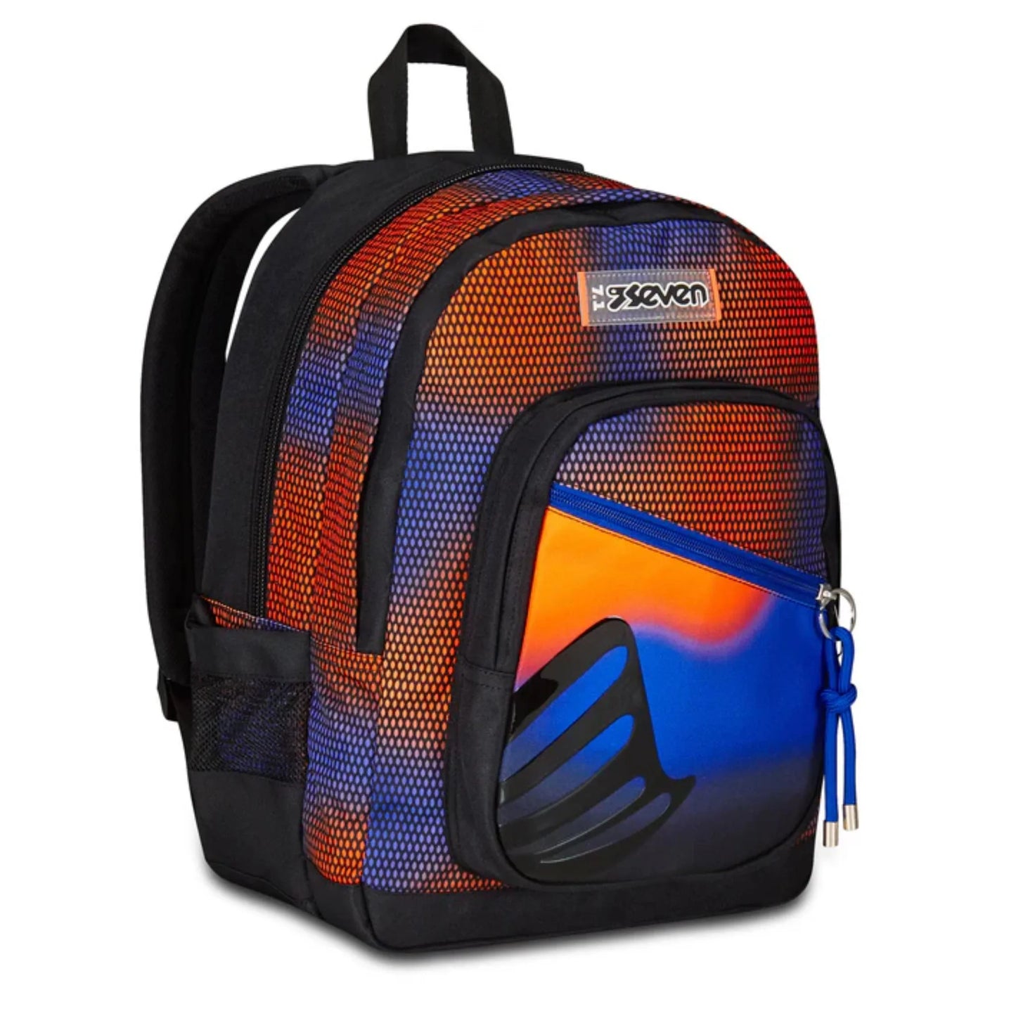 Zaino Seven Freethink Shadefull Boy Fantasia Arancio Blu Doppio Scomparto con Tasca PC e Porta Borraccia