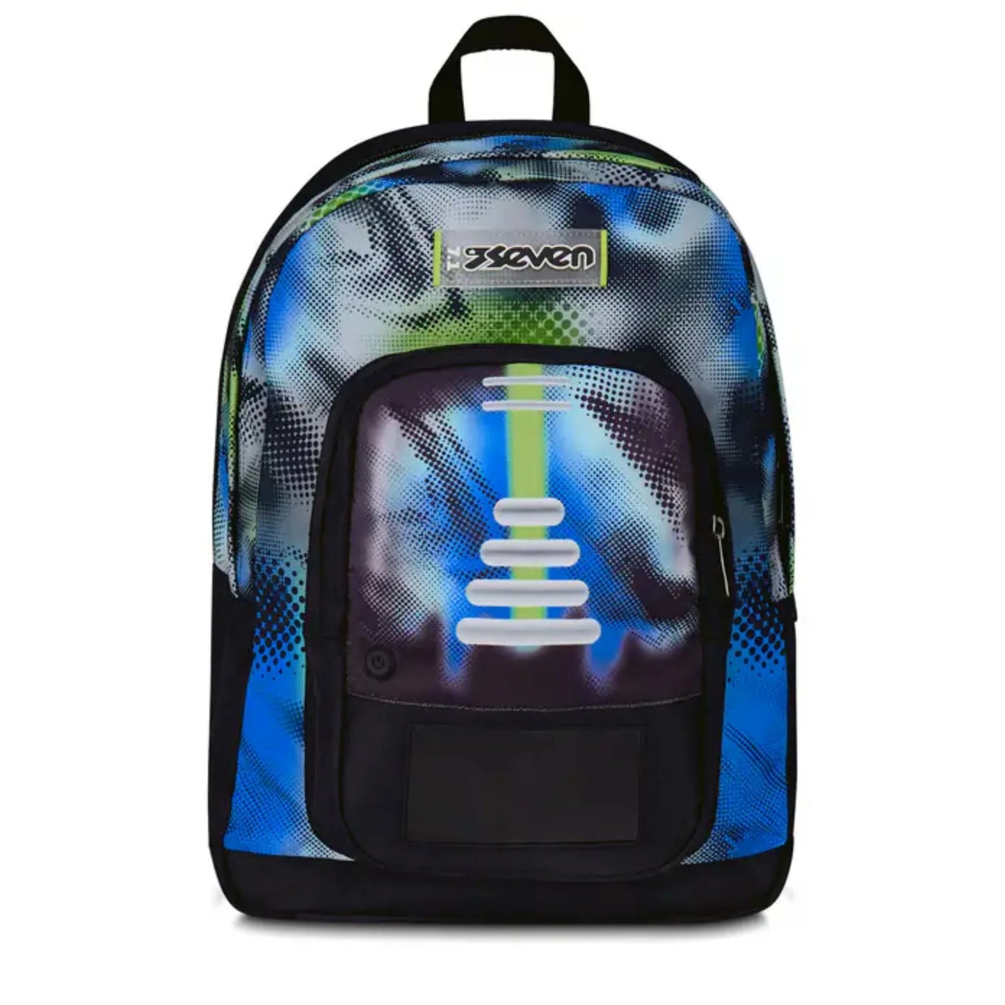 Zaino Seven Freethink Write Down Boy con Display LED Programmabile da App Fantasia Azzurro Verde Lime