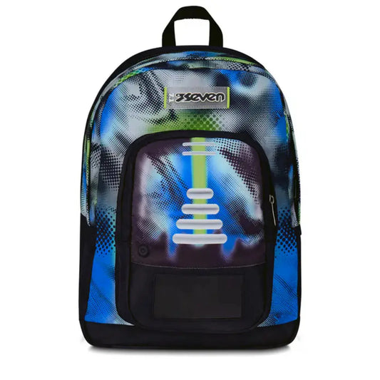 Zaino Seven Freethink Write Down Boy con Display LED Programmabile da App Fantasia Azzurro Verde Lime