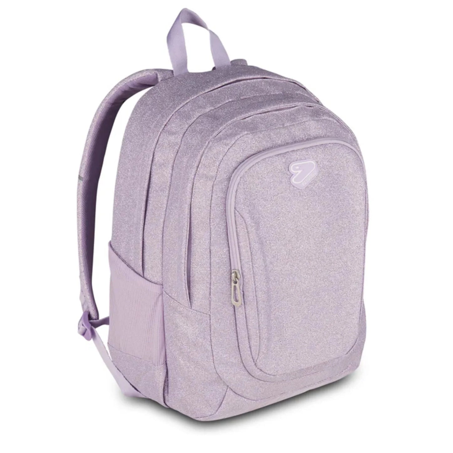 Zaino Seven Tech Shiny Lilla Glitter Doppio Scomparto con Tasca PC e Porta Borraccia Effetto Brillantinato