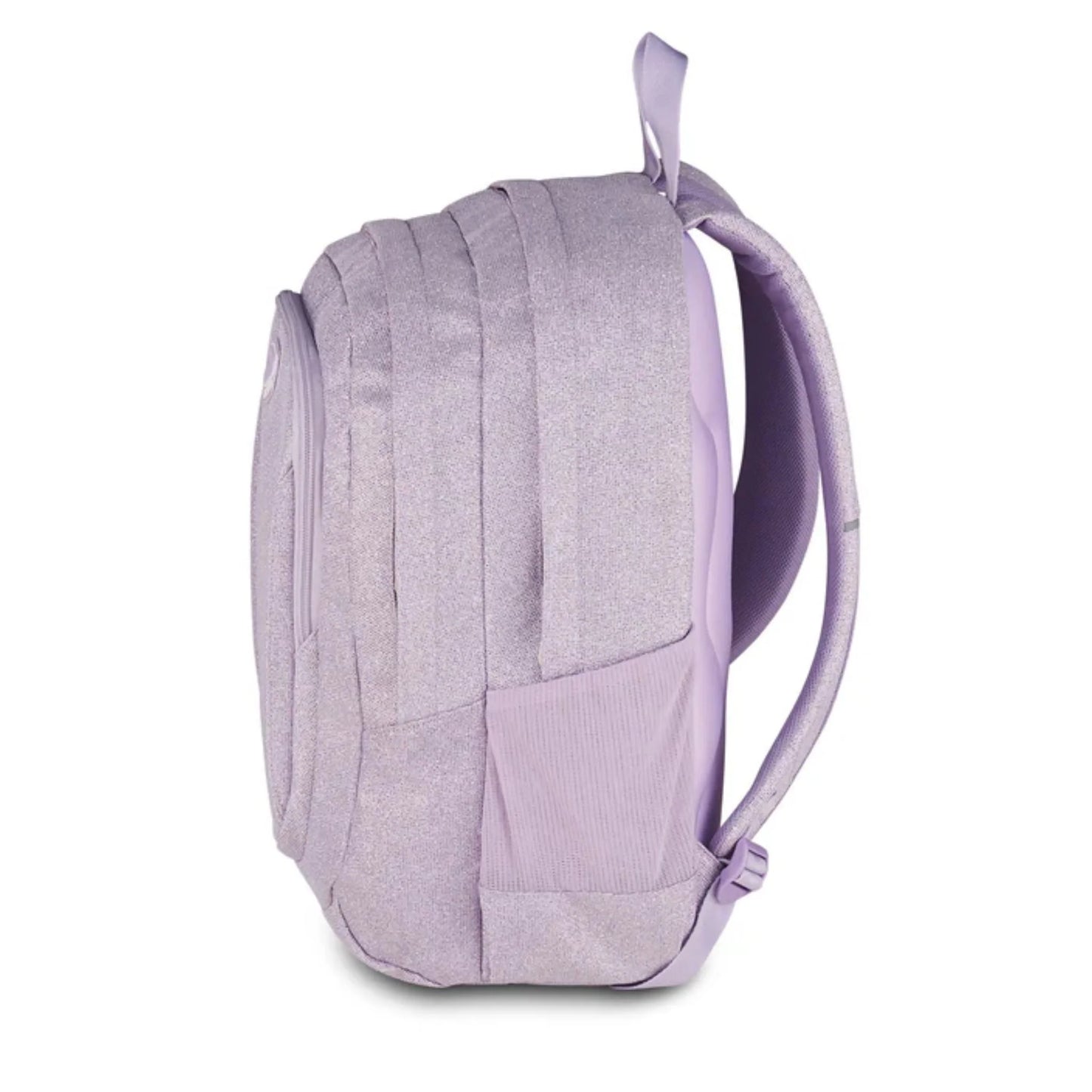 Zaino Seven Tech Shiny Lilla Glitter Doppio Scomparto con Tasca PC e Porta Borraccia Effetto Brillantinato