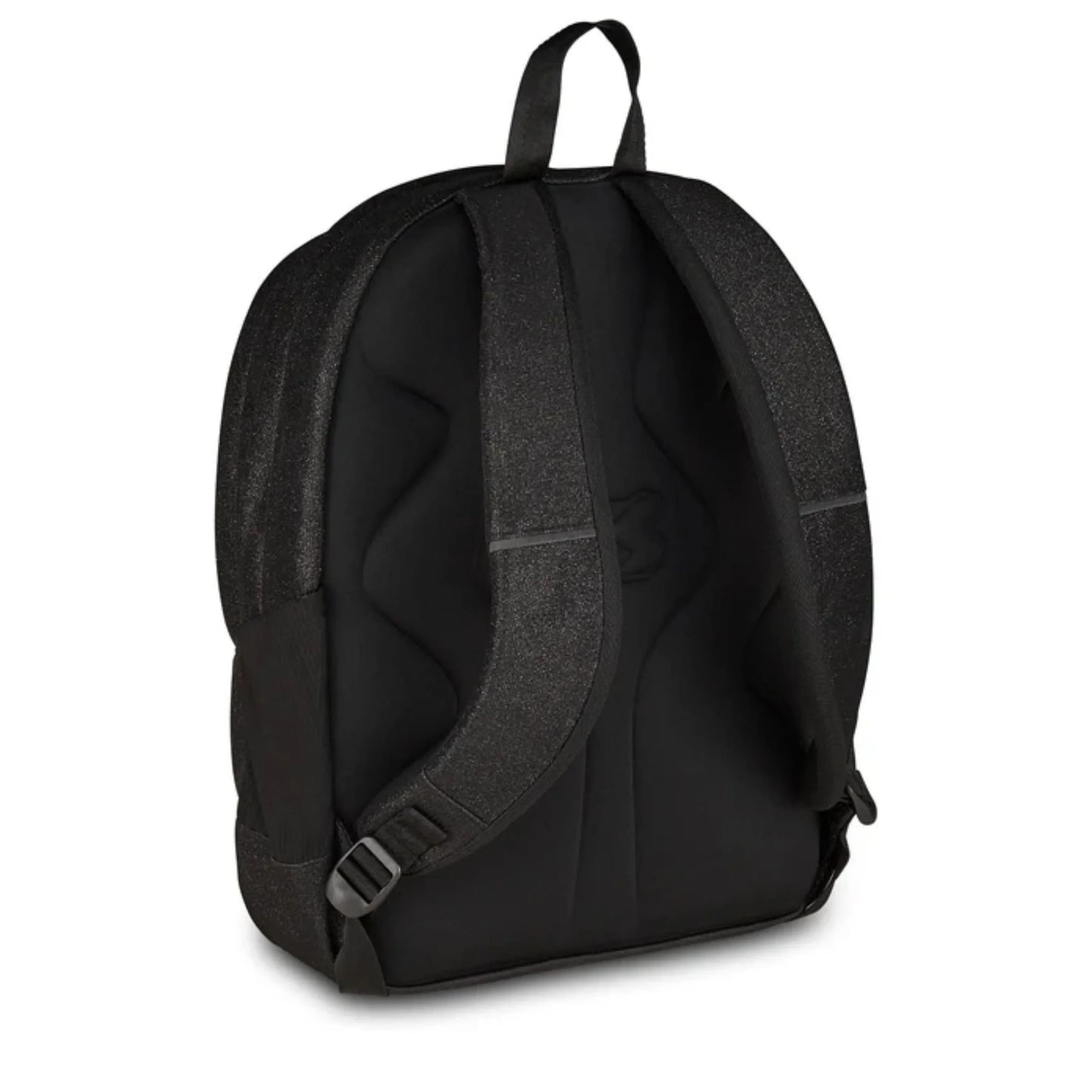 Zaino Seven Tech Shiny Nero Glitter Doppio Scomparto con Tasca PC e Porta Borraccia Effetto Brillantinato