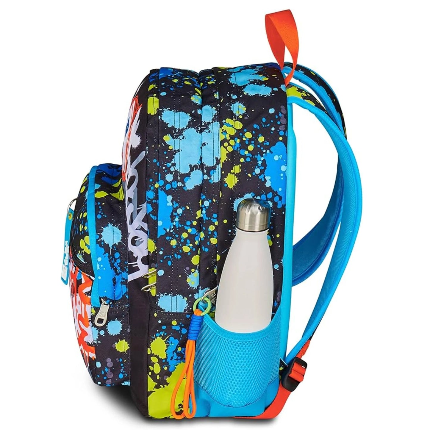 Zaino SJ Ever Gamer Rules Doppio Scomparto con Controller Gaming e Charm Staccabile Fantasia Splash Multicolor
