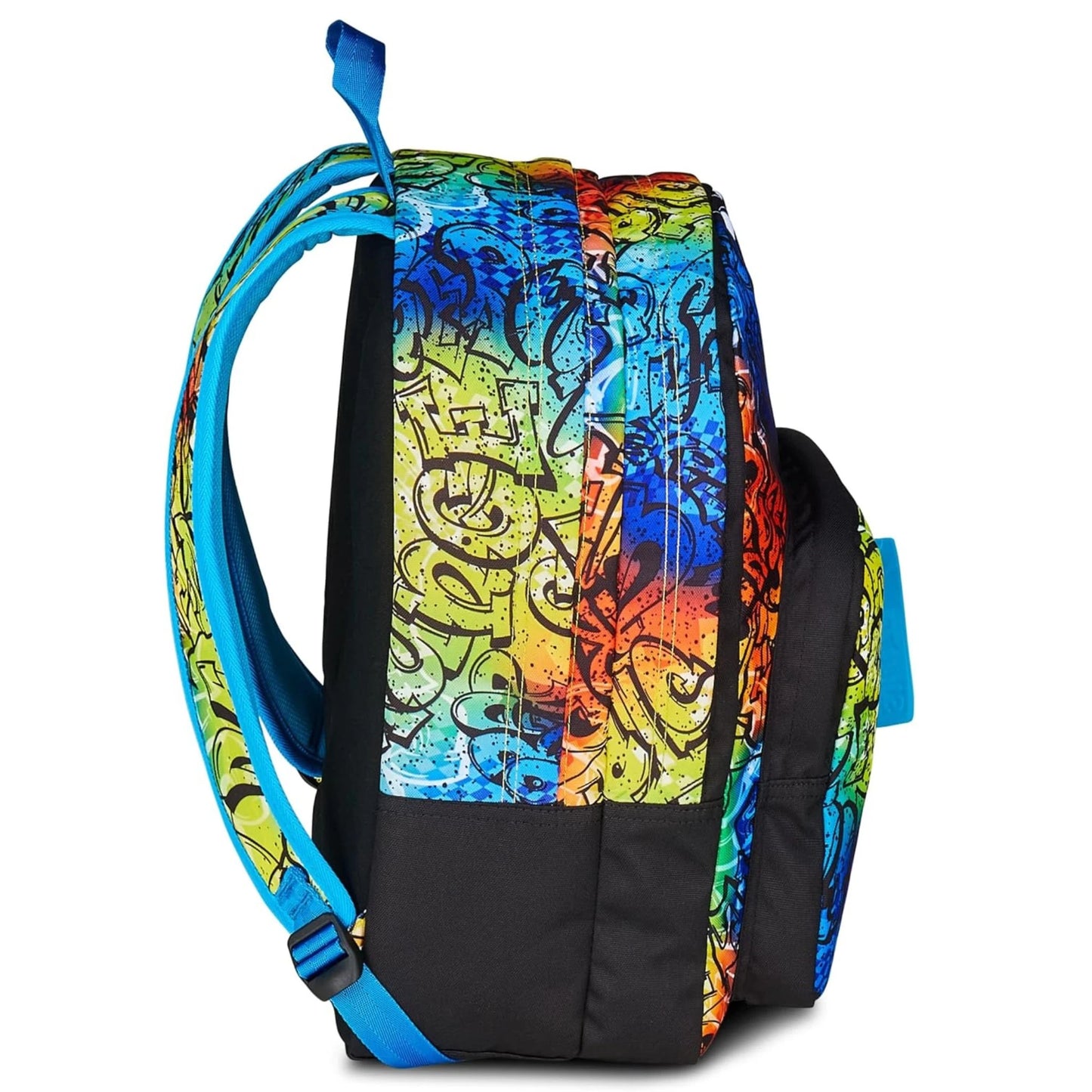 Zaino SJ Ever Writer Boy Doppio Scomparto con Lettere Graffiti Giganti e Charm Staccabile Fantasia Rainbow Multicolor