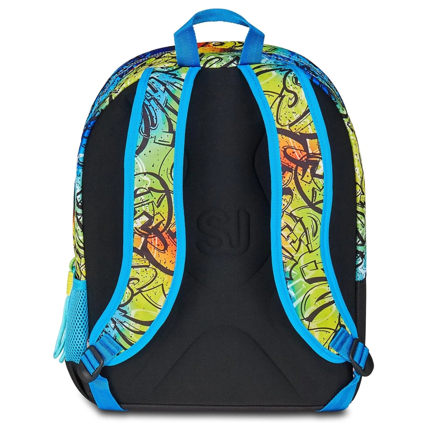 Zaino SJ Ever Writer Boy Doppio Scomparto con Lettere Graffiti Giganti e Charm Staccabile Fantasia Rainbow Multicolor