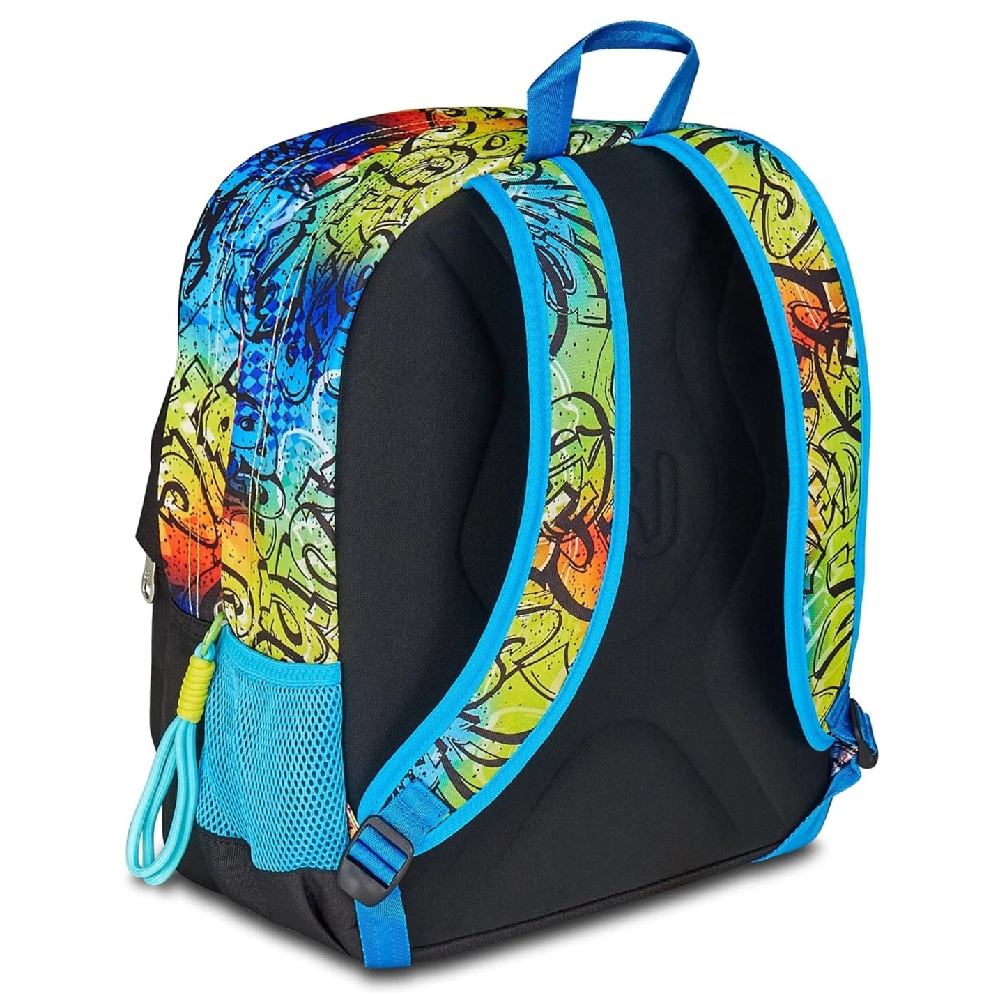 Zaino SJ Ever Writer Boy Doppio Scomparto con Lettere Graffiti Giganti e Charm Staccabile Fantasia Rainbow Multicolor