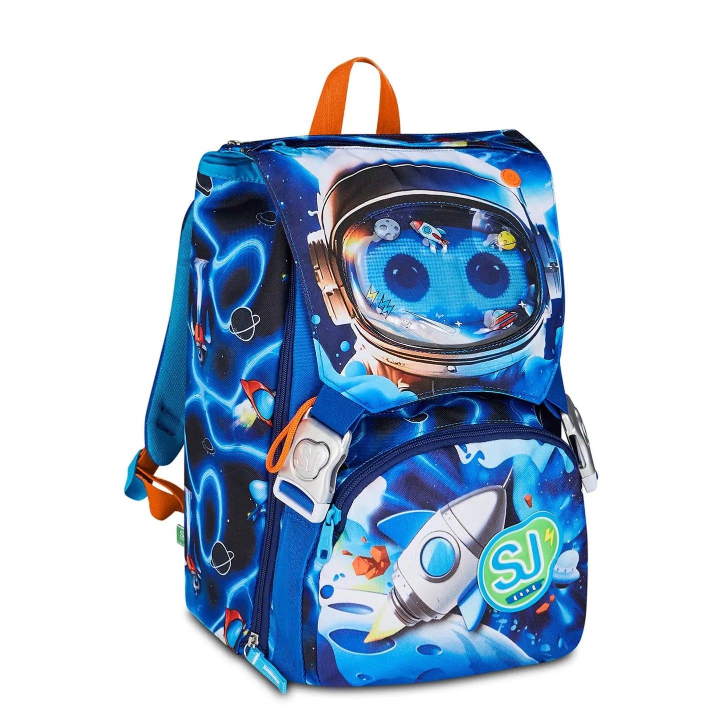 Zaino SJ Gang Estensibile Big Space LED Boy con Occhi LED Ricaricabili USB Astronauta Fantasia Spaziale Blu