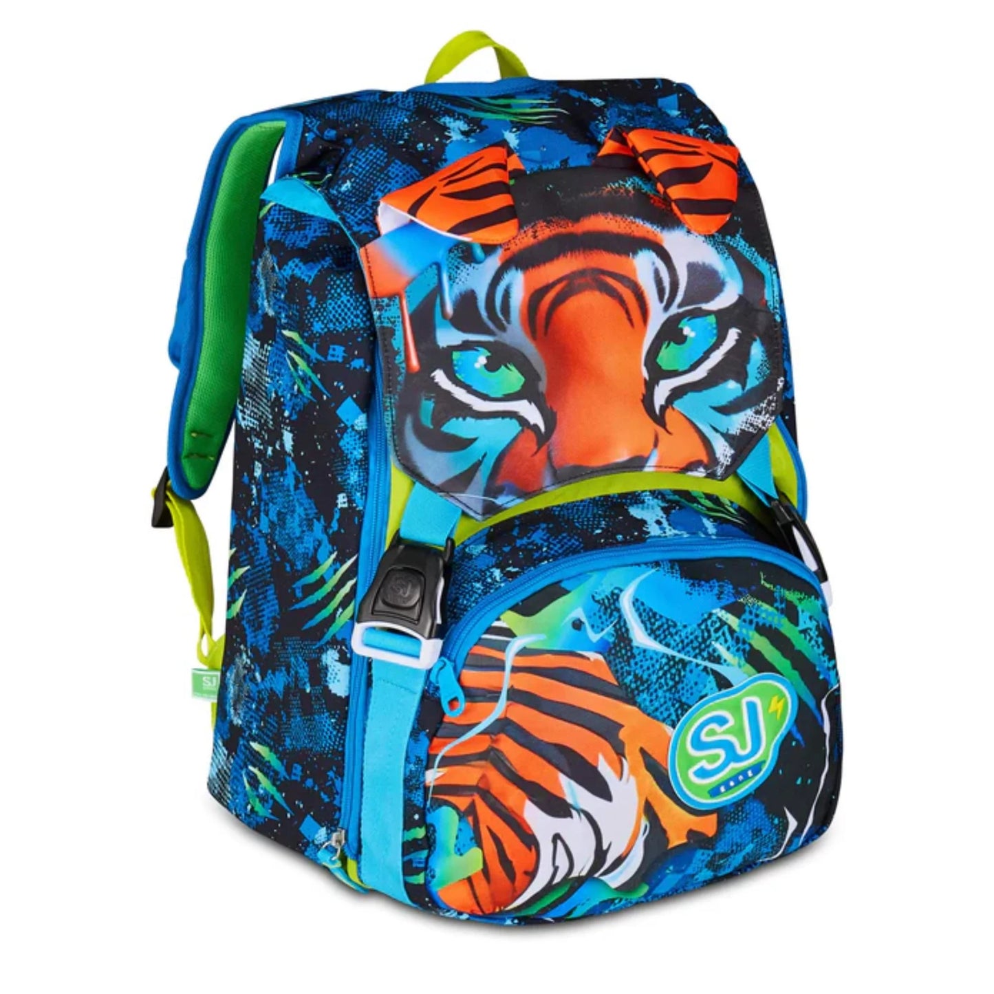 Zaino SJ Gang Estensibile Big Air Tiger con Orecchie Peluche Sollevabili Fantasia Tigre Blu Arancio