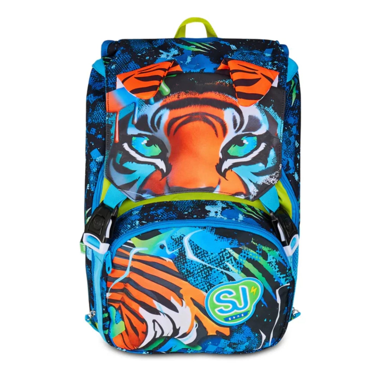 Zaino SJ Gang Estensibile Big Air Tiger con Orecchie Peluche Sollevabili Fantasia Tigre Blu Arancio