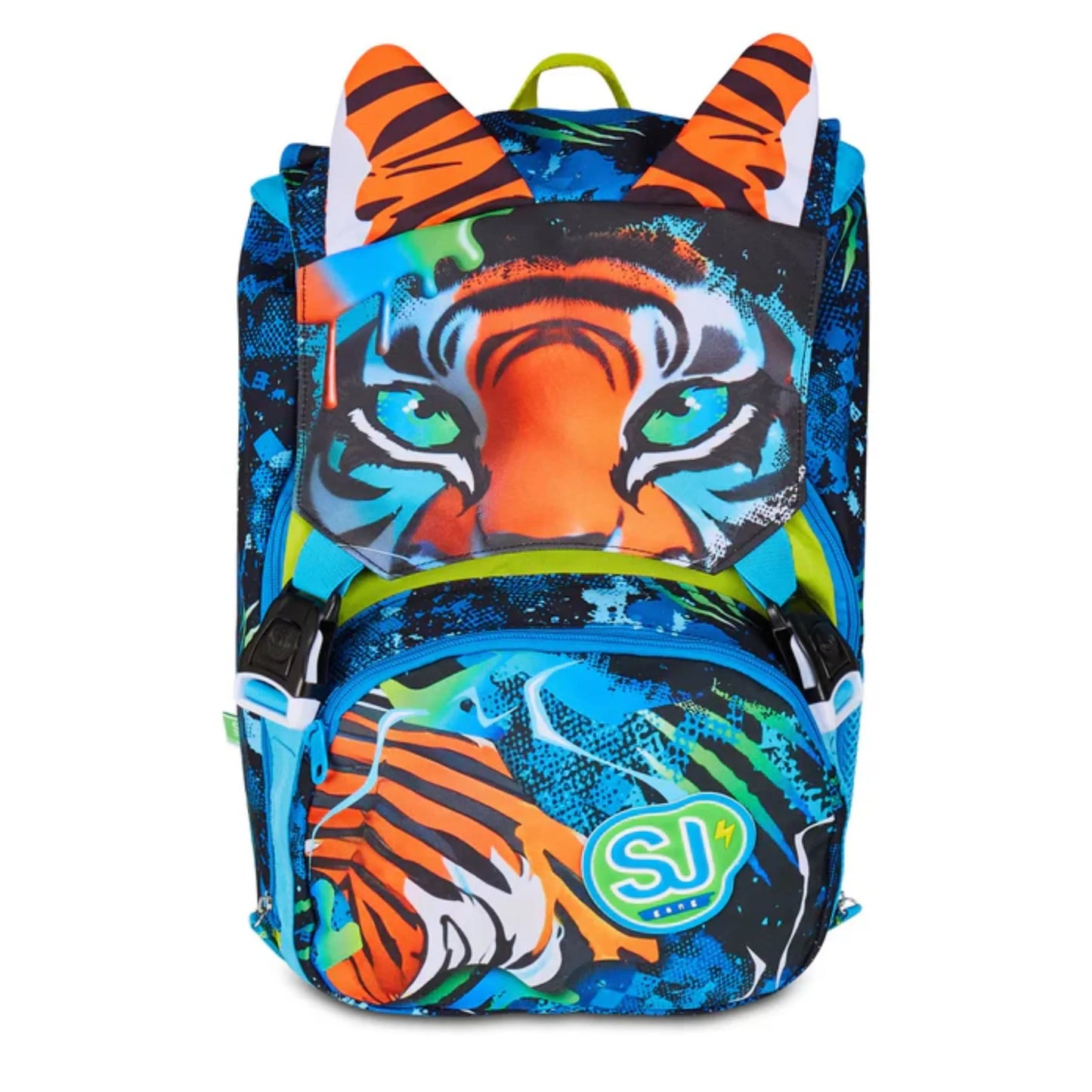 Zaino SJ Gang Estensibile Big Air Tiger con Orecchie Peluche Sollevabili Fantasia Tigre Blu Arancio