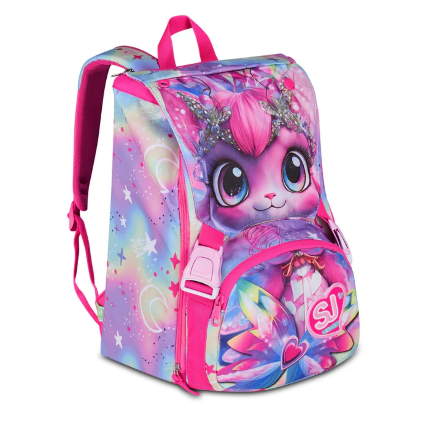 Zaino SJ Gang Estensibile Big Cat LED Girl con Occhi LED Gattina Galaxy e Pattina Staccabile Ricaricabile USB Fantasia Aurora Rosa Viola