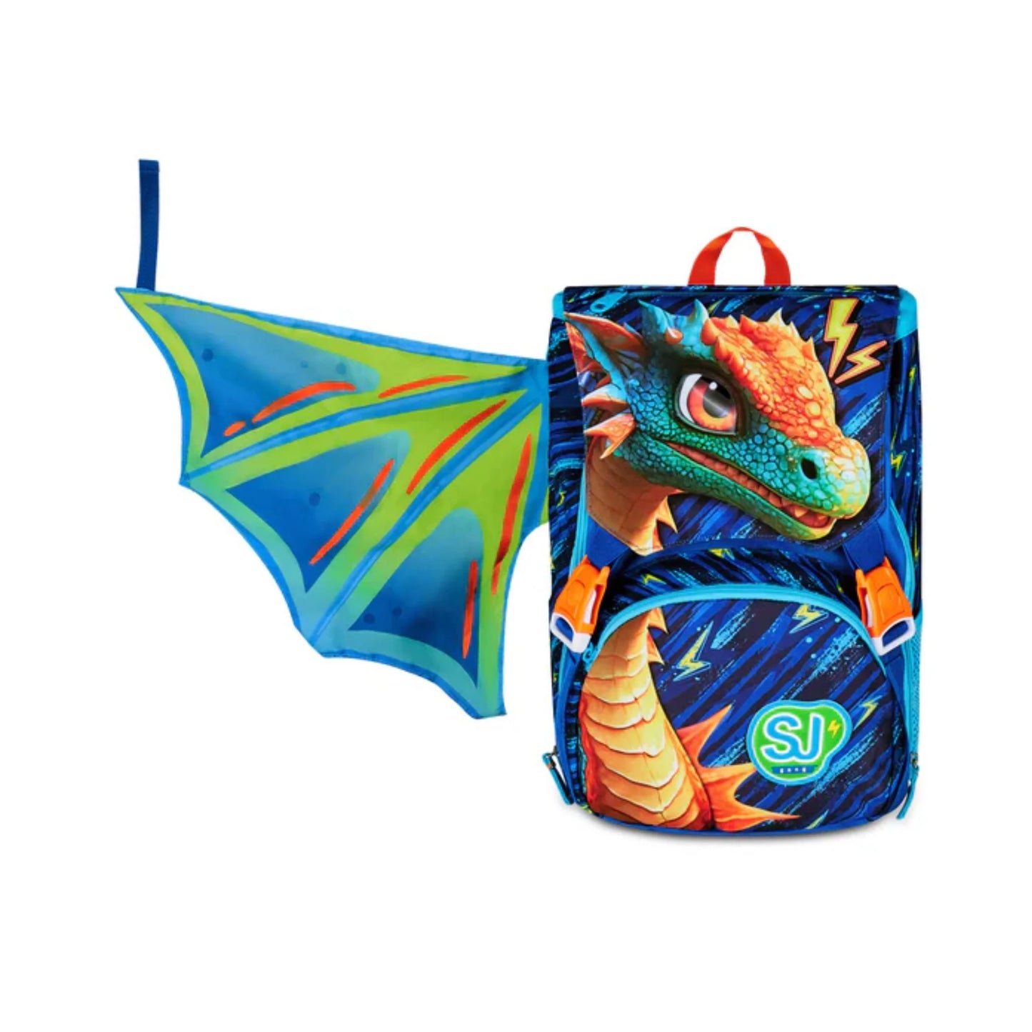 Zaino SJ Gang Estensibile Big Dragon Glide con Maxi Ali a Scomparsa Drago Alato Fantasia Blu Arancio
