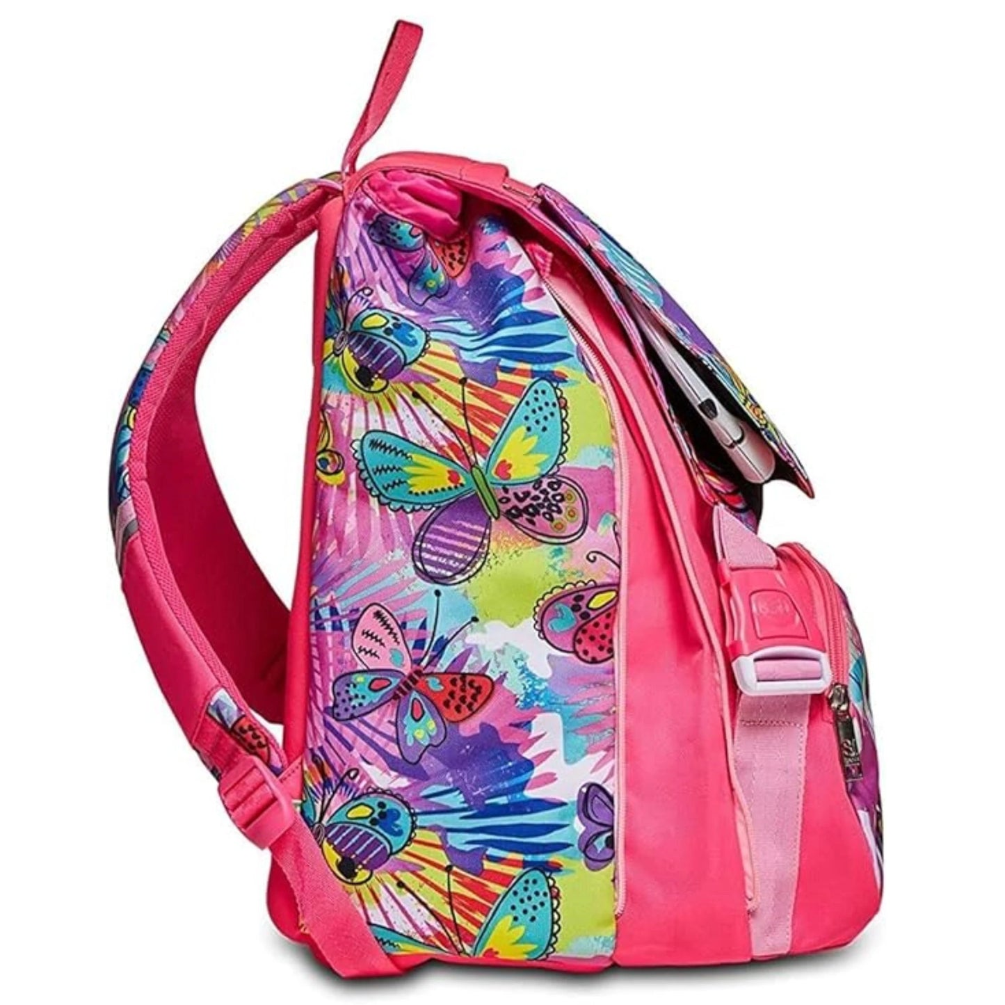Zaino SJ Gang Estensibile Big Facce da SJ Girl con Flip System 3D Panda e Gattina MIU Fantasia Farfalle Multicolor Rosa