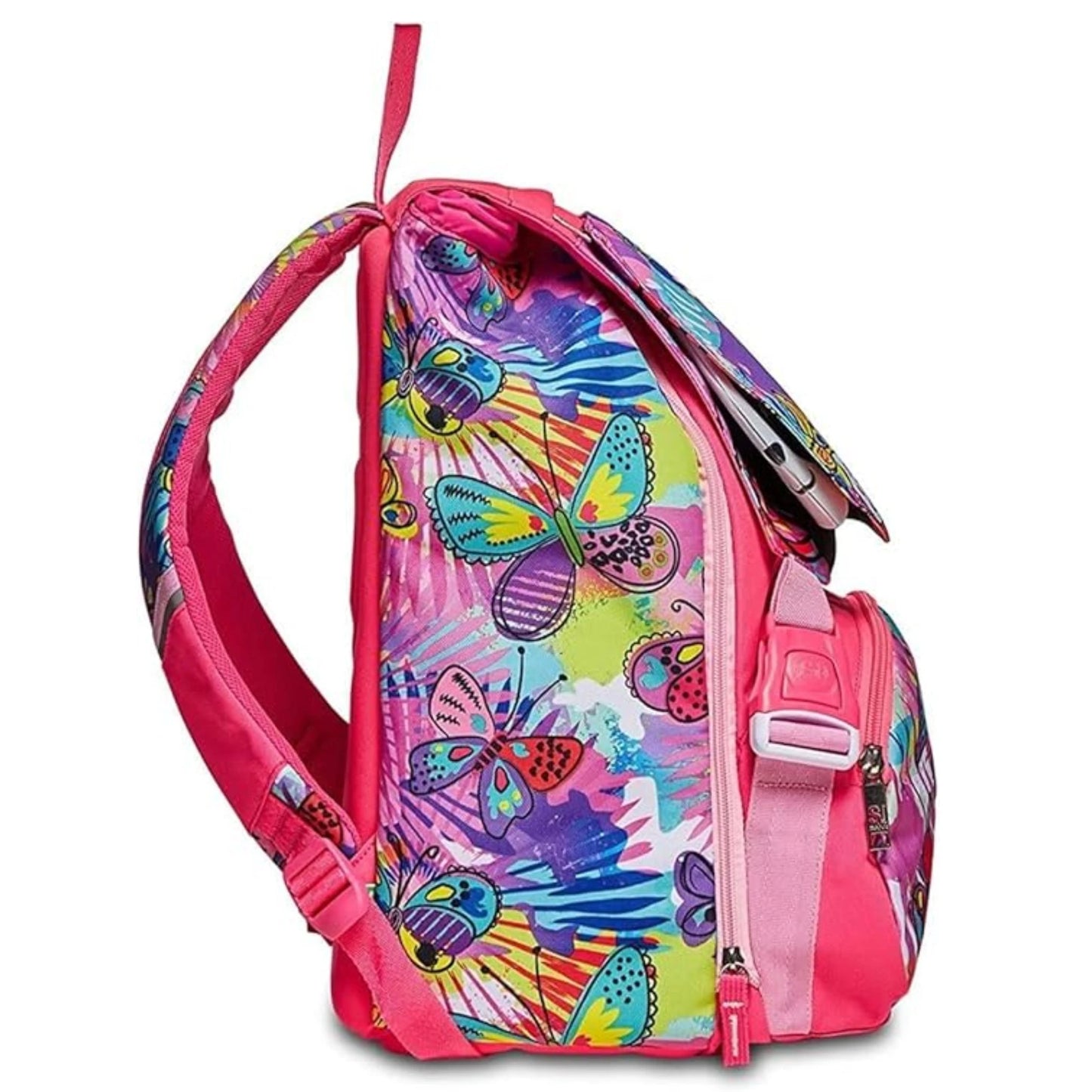 Zaino SJ Gang Estensibile Big Facce da SJ Girl con Flip System 3D Panda e Gattina MIU Fantasia Farfalle Multicolor Rosa
