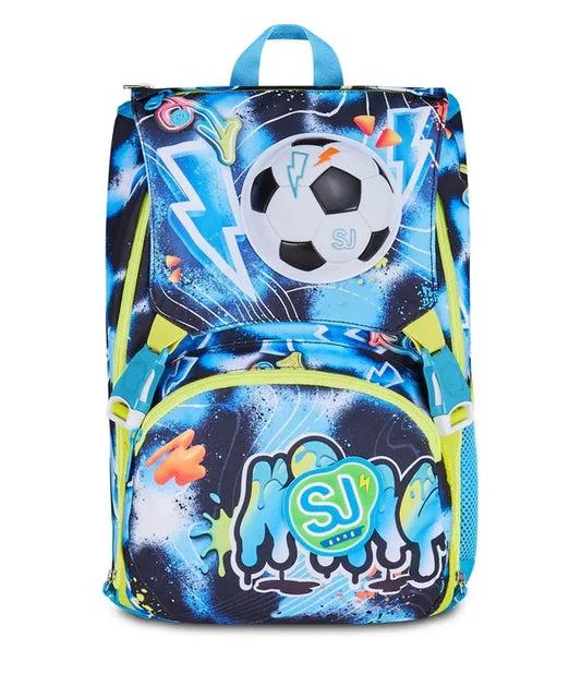 Zaino SJ Gang Estensibile Big Glowgame con Pallone Luminoso LED Fantasia Calcio Blu Giallo Lime