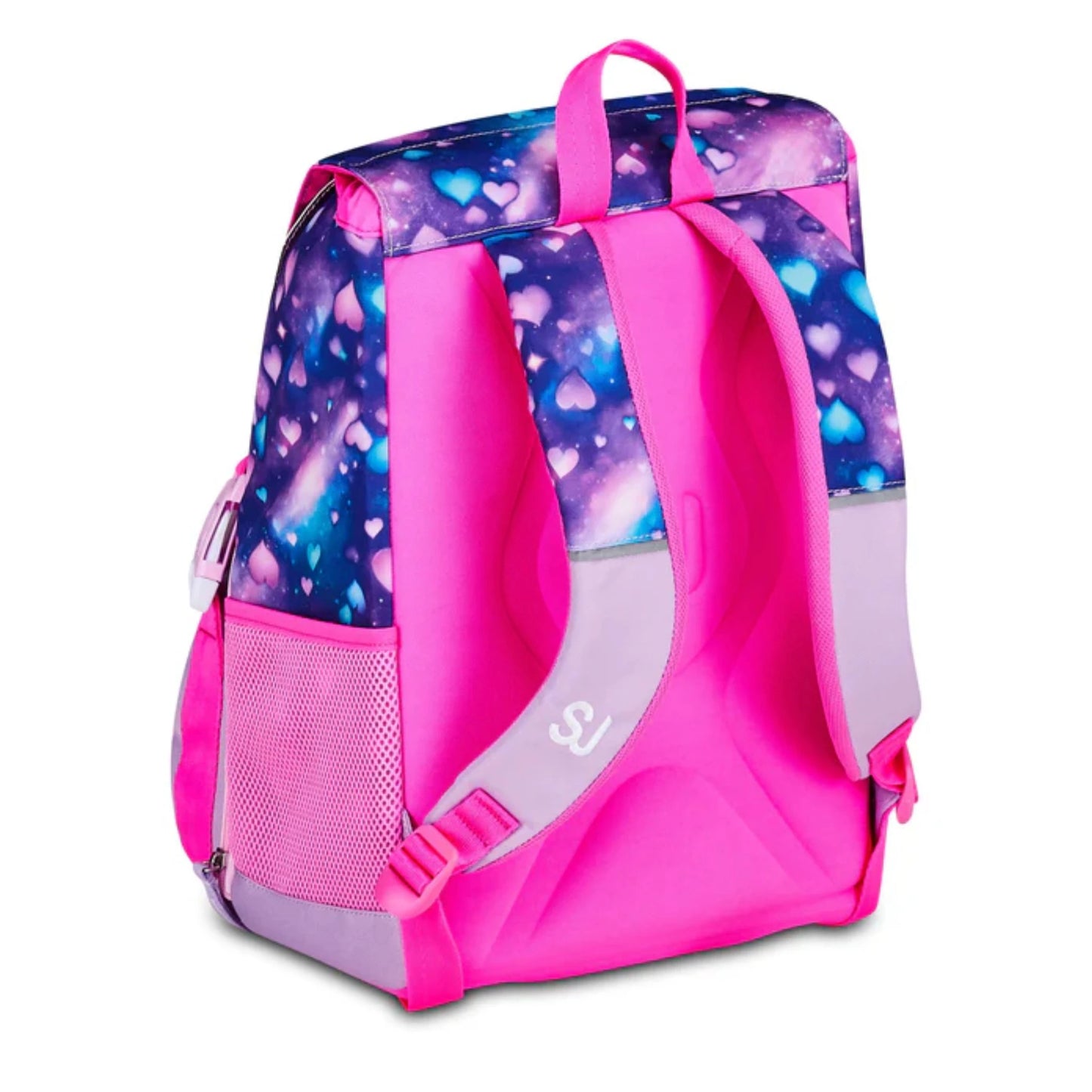 Zaino SJ Gang Estensibile Big Pixie Unicorn con Ali Glitter a Scomparsa Unicorno Alato Fantasia Galaxy Cuori Viola Rosa