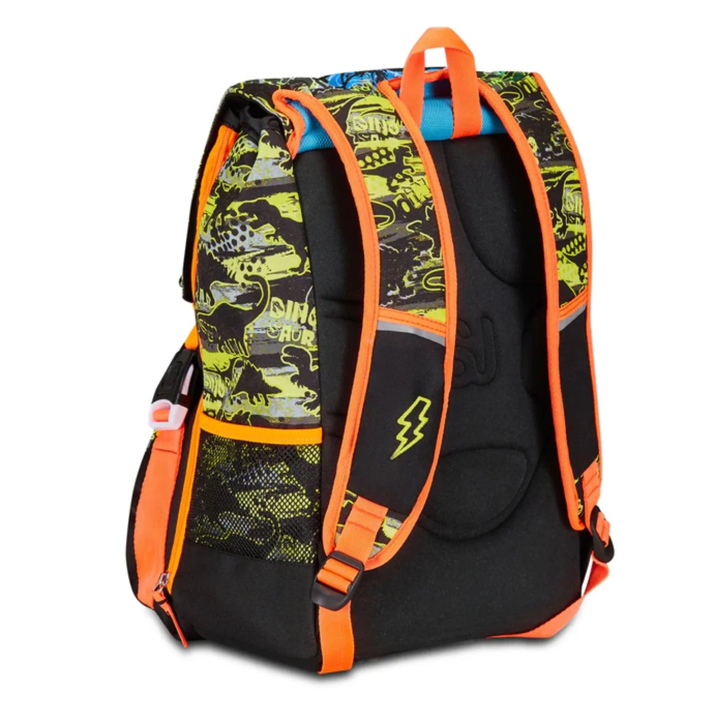 Zaino SJ Gang Estensibile Big Rexme con Bocca T-Rex che si Apre Fantasia Dinosauri Verde Lime Arancio