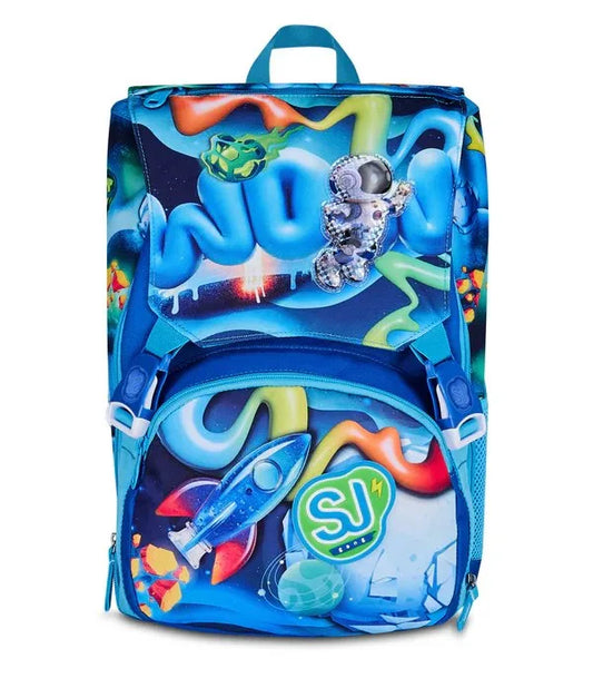 Zaino SJ Gang Estensibile Big Space Ride con Ali a Scomparsa e Astronauta 3D Fantasia Spaziale Blu