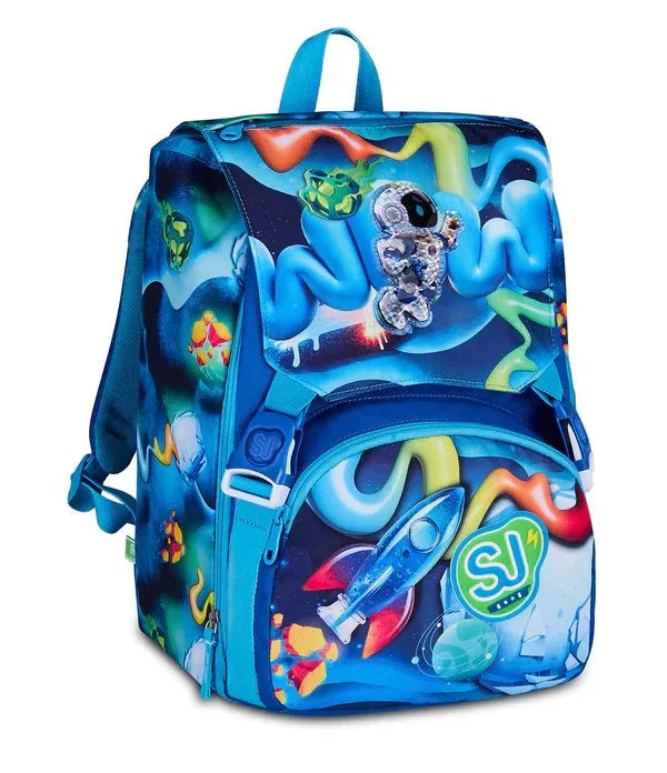 Zaino SJ Gang Estensibile Big Space Ride con Ali a Scomparsa e Astronauta 3D Fantasia Spaziale Blu