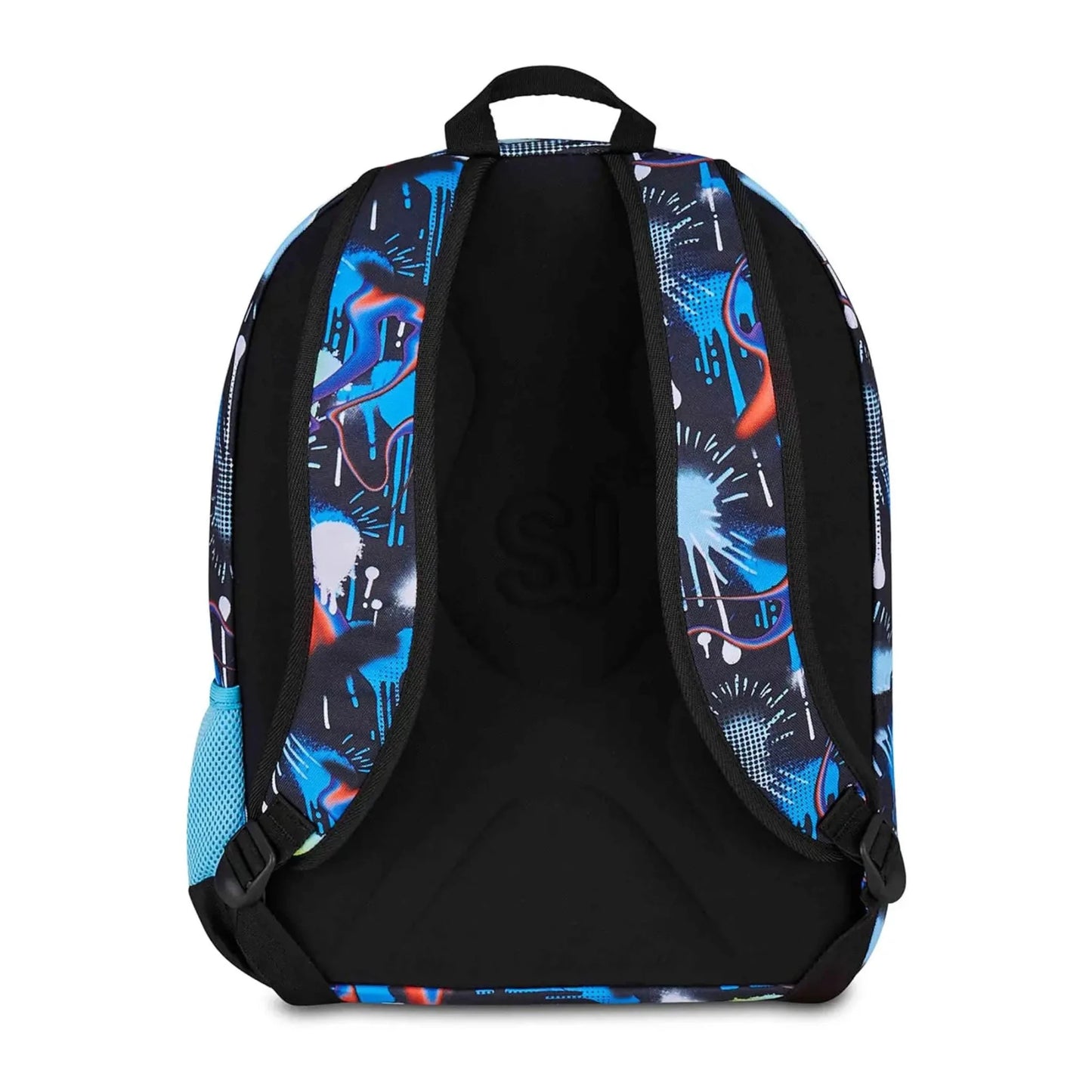 Zaino SJ Gang Ever Fluid Game Doppio Scomparto con Pallone 3D e Charm Staccabile Fantasia Graffiti Blu Neon